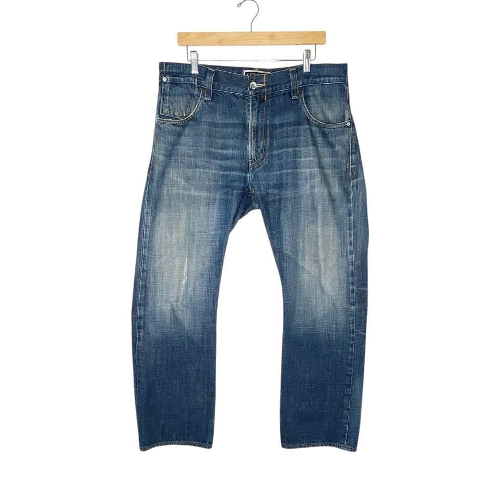 Levis 514 Jeans Mens 36x30 Slim Straight Leg Blue Denim Faux Flap Pocket Western